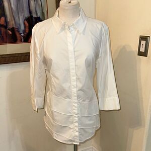Chico’s Crisp White Tiered Women's Button-down Shirt Size 2-Large